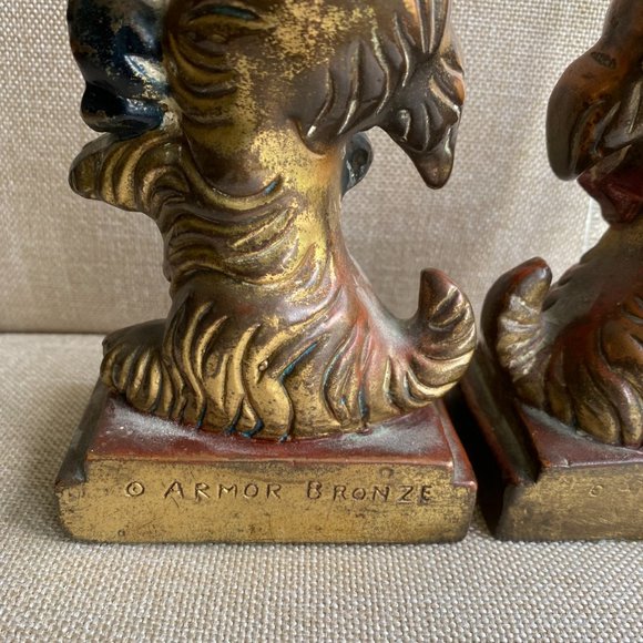 Armor Bronze Co. Puppy Dog with Bow Book Ends 1930's - Picture 6 of 12